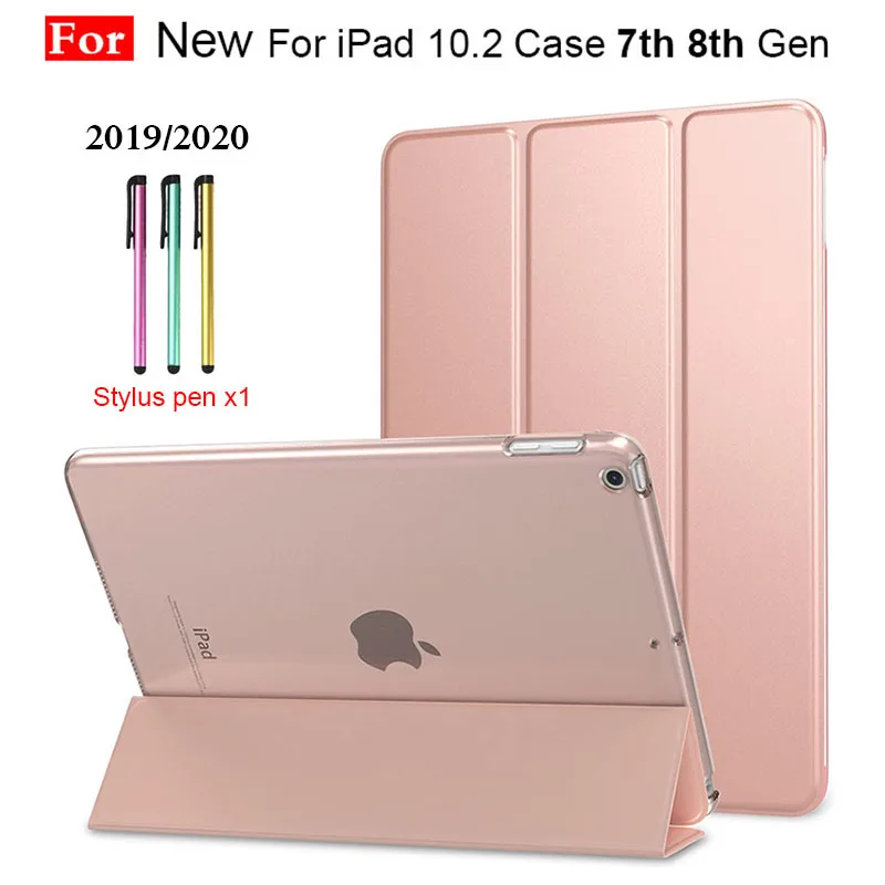 

Умный кожаный чехол Trifold для iPad 10,2 7-го 8-го поколения, тонкая прозрачная задняя крышка из поликарбоната для iPad 10,2 2020, чехол с автоматическим с...