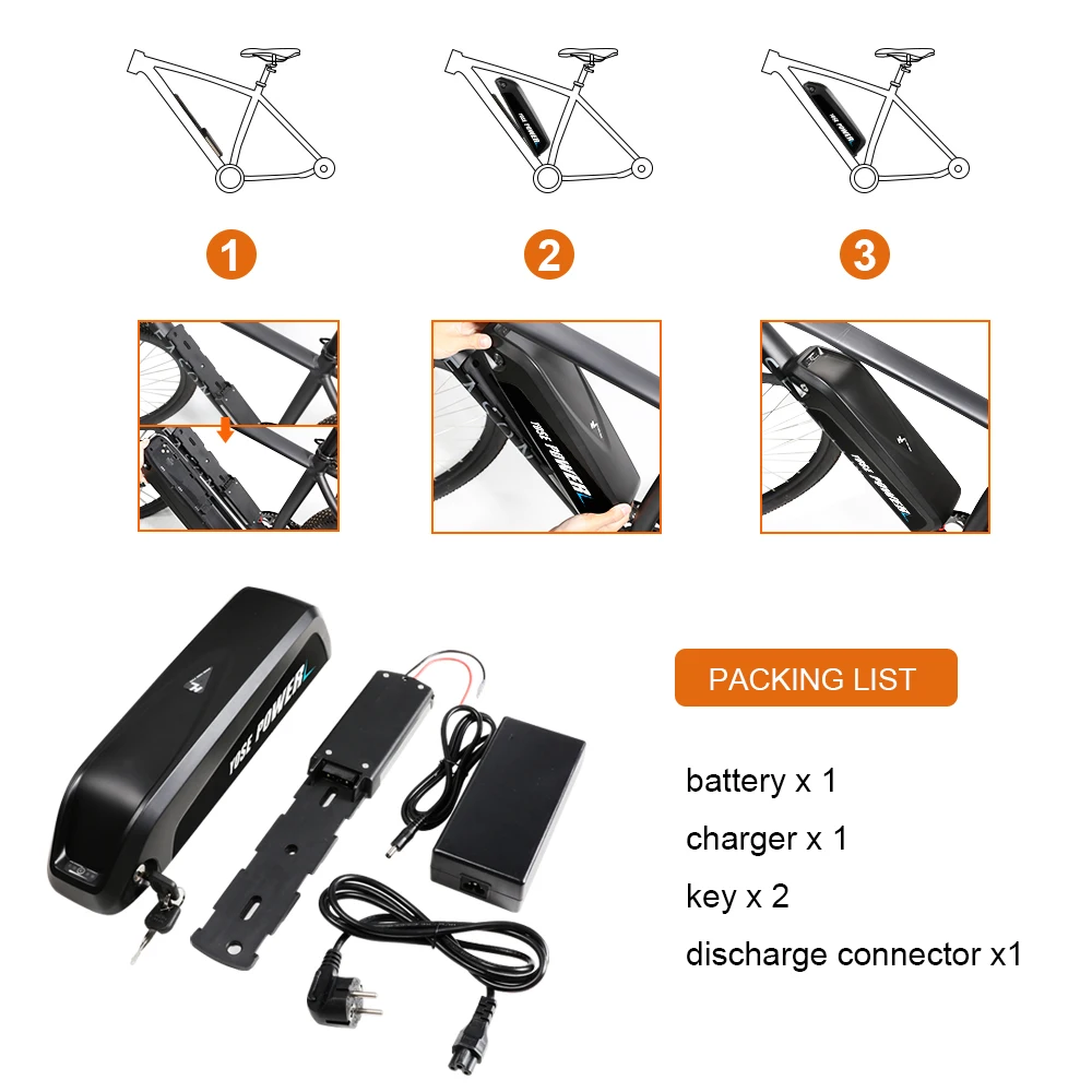 

Electric Bike Hailong Battery 48V 1000W 18650 Cells Ebike Rechargeable Lithium Battery for Electric Bicycle velo electrique
