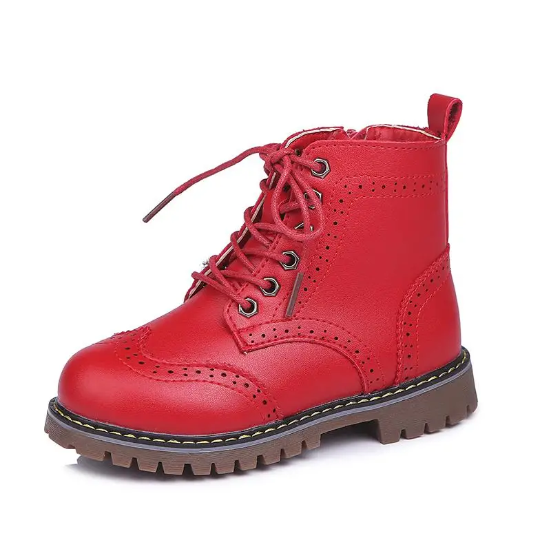 Ботинки мартинсы для девочек и мальчиков теплые модные Нескользящие кроссовки с