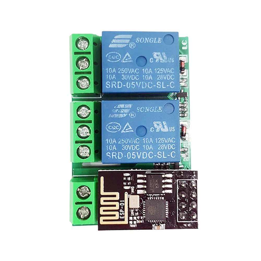 Релейный модуль ESP8266 ESP-01/01S 5V WiFi 2-канальный релейный для умного дома