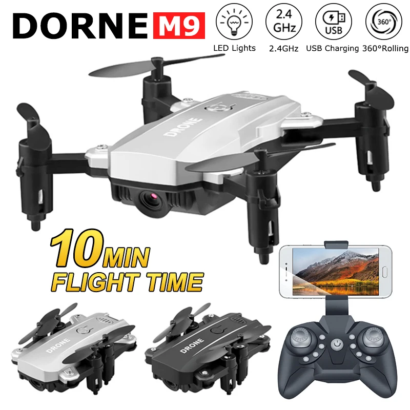 

Мини-Дрон M9 складной Радиоуправляемый вертолет с 480P 1080P Wi-Fi антенна Квадрокоптер для фотографий 3D вращающийся горизонтальный калибровочный...