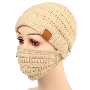 Autumn and winter new solid color knitted wool hat creative mask warm hat tide knitted hat multicolo