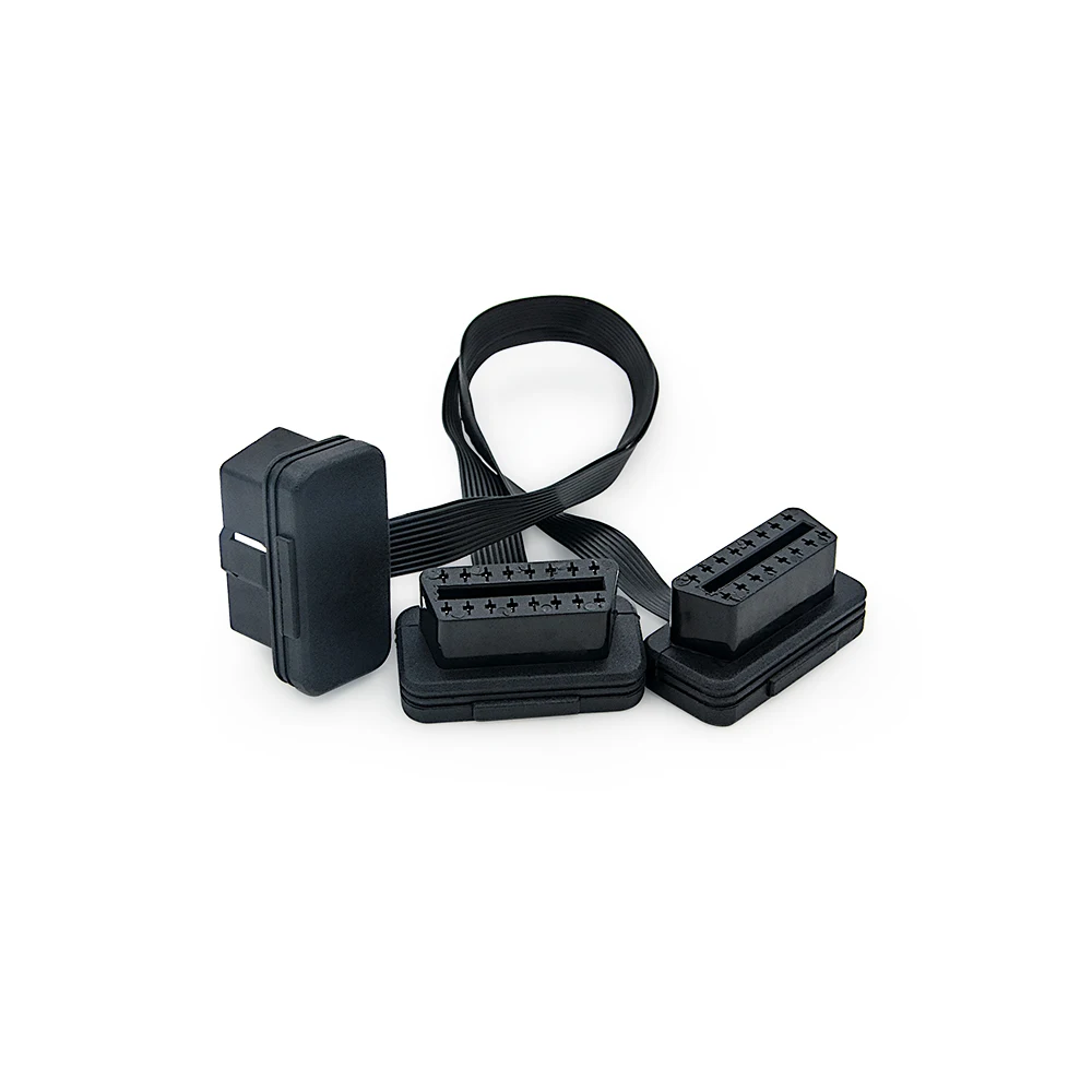 Удлинитель OBDII 30 см двойной разъем Y сплиттер OBD OBD2 16PIN штекер-гнездо плоский +