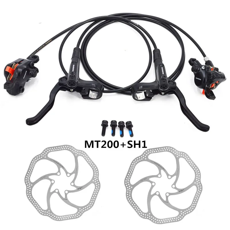 MT200 Pair and HS1 SHIMANO MT200 Велосипедный Тормоз mtb Гидравлический дисковый тормоз набор тормозных тормозов муфта M315 обновленная версия тормоза и ротор G3/HS1/RT56 160 мм - Цвет: MT200 Pair and HS1
