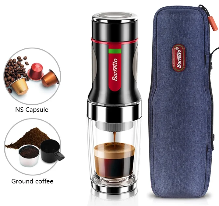 

Barsetto 2 in 1 portable Coffee Machine , 15 Bar Manual capsule espresso Maker For Nespresso capsules & coffee powder