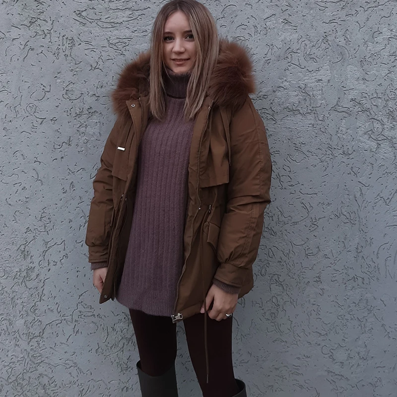 Женская зимняя куртка на хлопковом наполнителе с большим мехом | одежда
