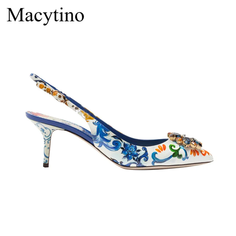 Женские туфли стразы на высоком каблуке туфли-лодочки с цветочной вышивкой