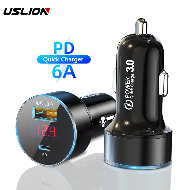 Автомобильное зарядное устройство USLION 36 Вт с двумя портами и поддержкой быстрой зарядки