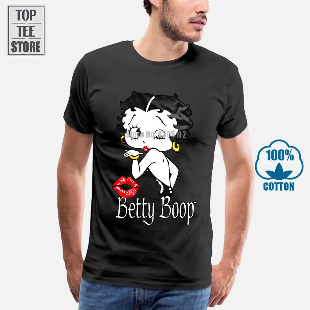 Мужская футболка с круглым вырезом Betty Boop черная и коротким рукавом официальный