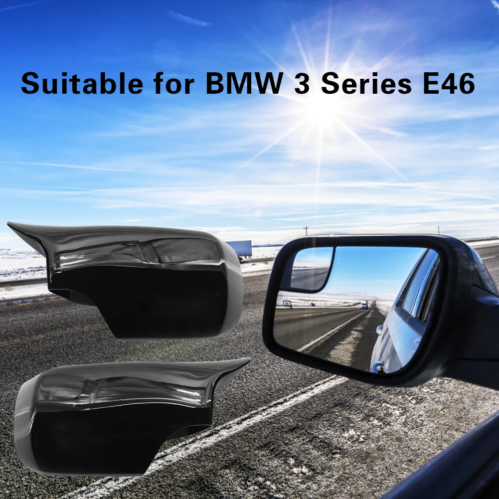 

1pair Gloss Black Side Mirror Cover Cap Left/right Wing Door Suitable For Bmw E46 3 Series 1998-2005 51168238375 51168238376