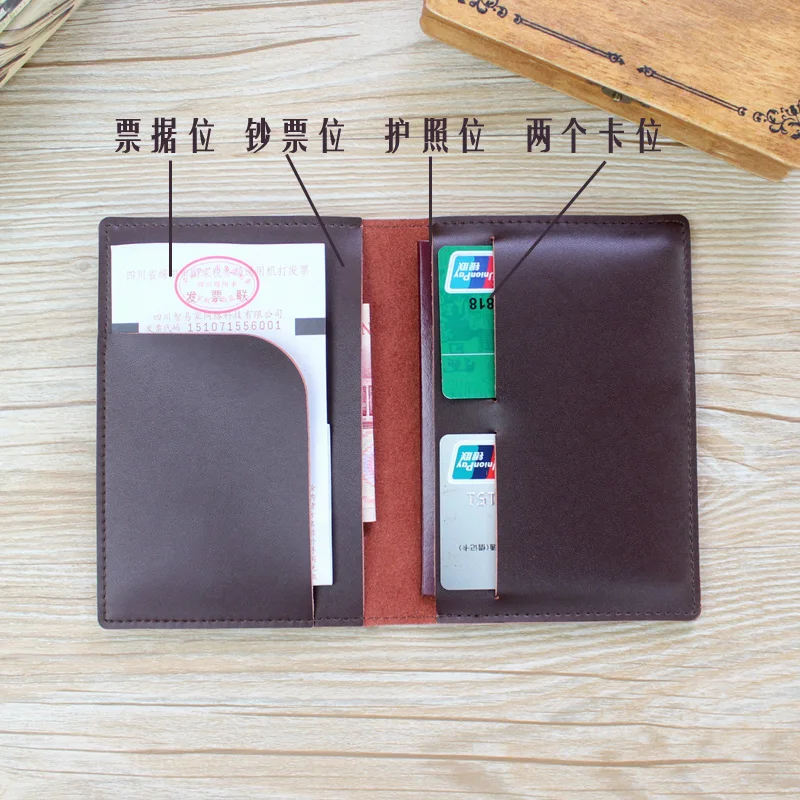 Простая тонкая кожаная сумка для паспорта деловая Женская папка авиабилетов