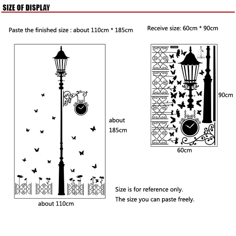 

Street lamp butterfly Wall Stickers Living room Bedroom Sofa Background home decoration Vinyl Mural Art Decals Wallpaper