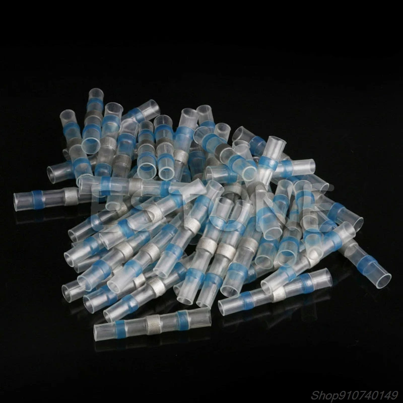 

50Pcs Waterproof Solder Sleeve Heat Shrink Butt Wire Splice Connector 16-14AWG N05 20 Dropshipping
