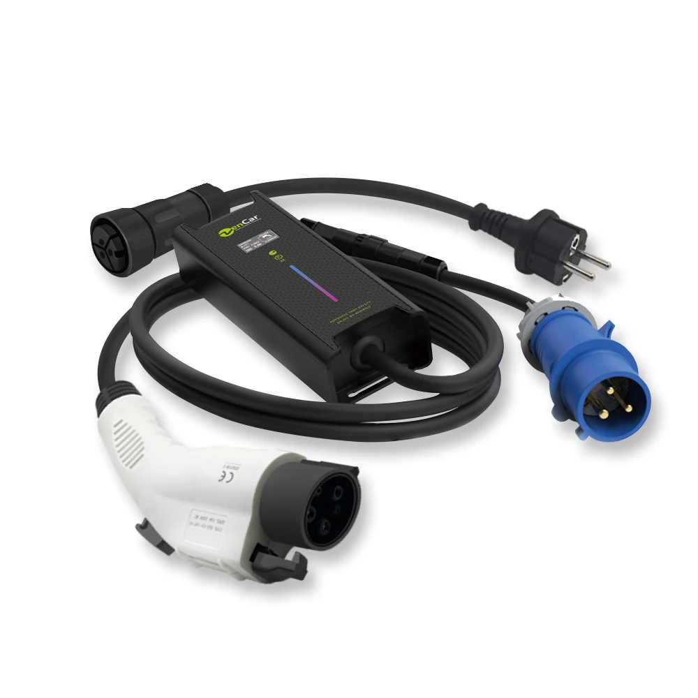 

adjustable 16A 32A evse level 2 j1772 charger with adapters schuko + CEE plug ev fast charger