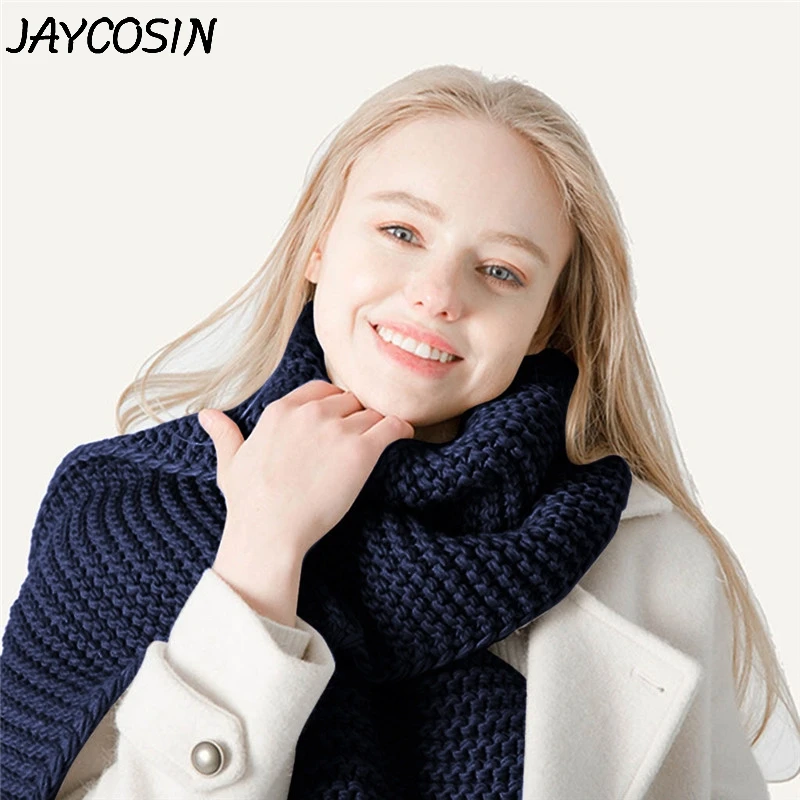 Unisex Scarf Coarse Woollen Handmade Solid Color Ladies Fashion Winter Keep Warm Thickened Knit foulard femme a21 |