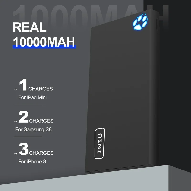 INIU 10000 мА/ч, а, внешний аккумулятор, двойной, 2 USB, портативное зарядное устройство, внешний аккумулятор для iPhone X, Xiaomi Mi, телефон, повербанк, внешний аккумулятор