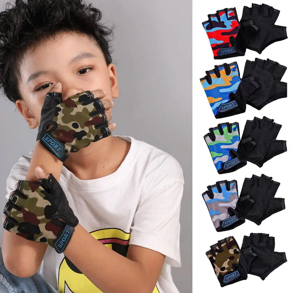

Child Cycling Camouflage Children's Half Finger Bicycle Gloves High Elastic Non-slip Bike Gloves Riding Equipment