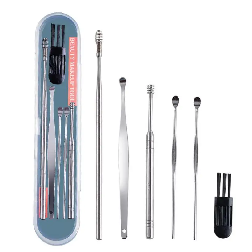 

6Pcs/Set Stainless Steel Spiral Ear Pick 6-piece Double Head Ear Canal Massage Tool Set
