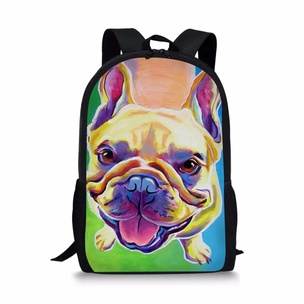 Kids School Bag Cute Bulldogs Print Pattern Children's Travel Backpack Kawaii Design School Toddler Backpack for Boys