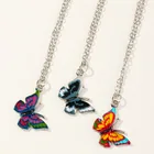 Модные ожерелья с подвеской-бабочкой для женщин и девушек, модная Длинная цепочка серебряного цвета, радужколье, массивное ожерелье, ювелирные изделия