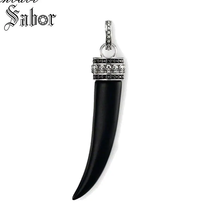 Подвеска в виде зуба тигра серебристого цвета черного для мужчин Модный