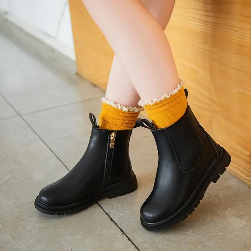 Kids Leather Chelsea Boots Waterproof Children Sneakers Gray Black For Baby Girls Boys Shoes School Party | Мать и ребенок