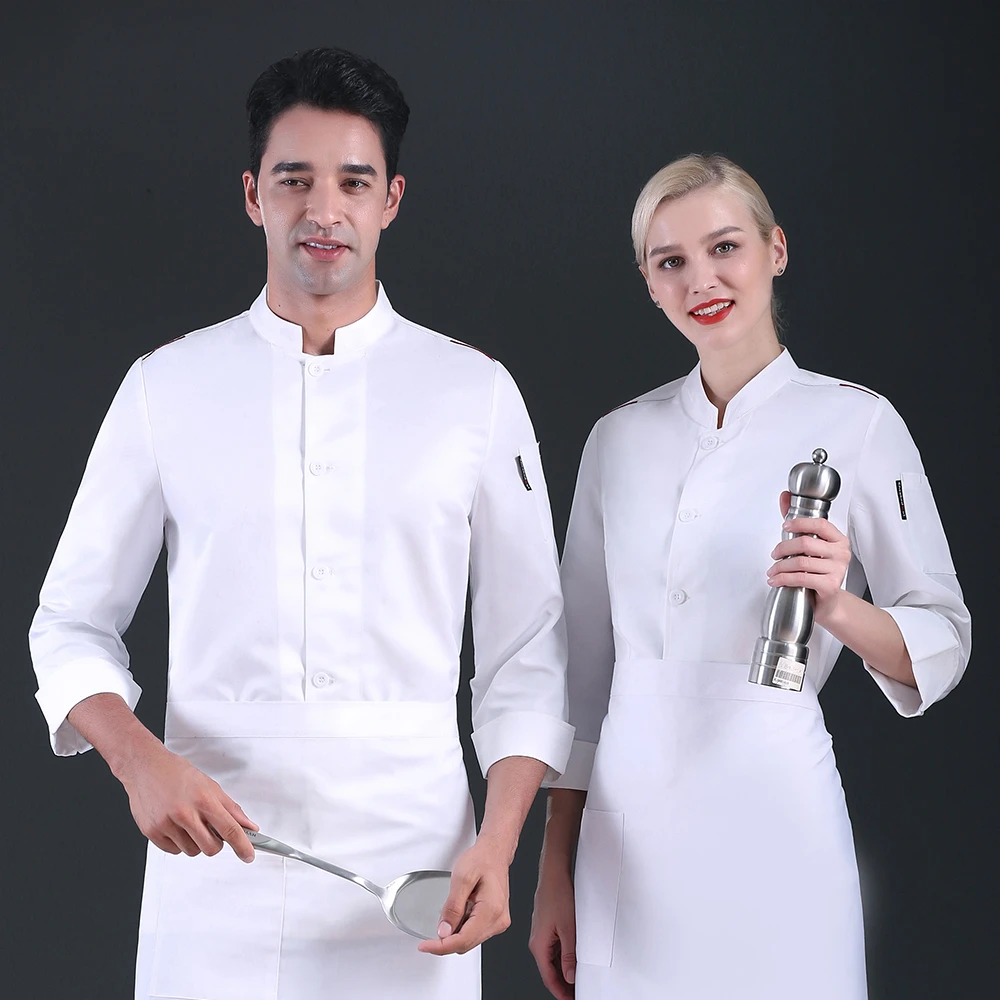 2020 с длинным рукавом шеф повара куртки для мужчин и женщин кухня ресторан пальто