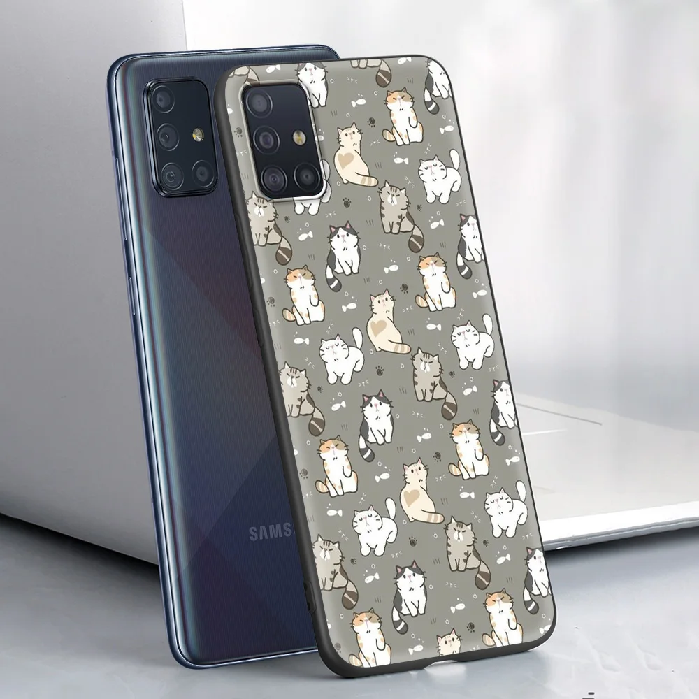 

Cat Cute Cartoon Phone Accessories Case for Samsung Galaxy A12S A12 A02S A51 A71 A52 A41 A01 A11 5G Luxury Soft Cover