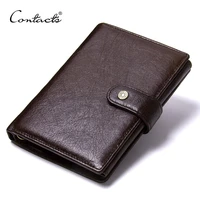 contacts top quality genuine cow leather wallet men hasp design short purse with passport photo holder for male clutch wallets