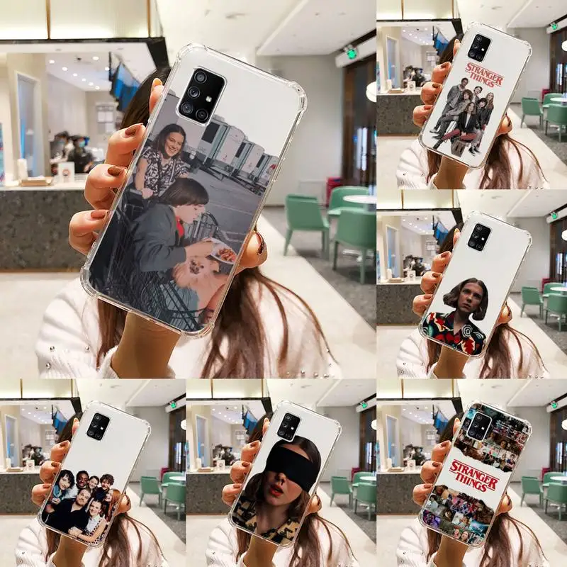 

cosas gratis Stranger things Phone Case Transparent For Samsung S A M J 21 20 50 30 60 5 7 51 71 90 11 10 J710 e p PLUS Prime 5G