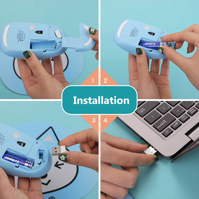 Беспроводная 2 4G USB игровая мышь с ковриком для мыши бесшумная геймеров Macbook Xiaomi HP