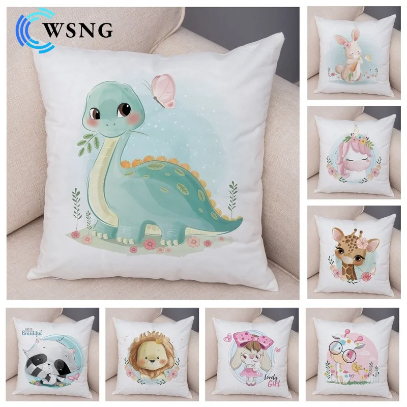 

Lovely Cartoon Animal Giraffe Lion Pattern Cushion Cover Living Room Sofa Car Children's Room Plush Decorative Pillowcase