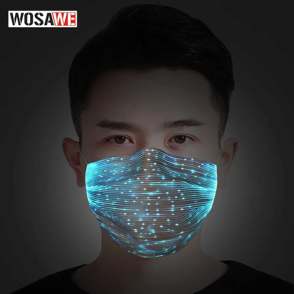 

WOSAWE Motorbike LED Light Up Face Mask Glowing Luminous Dust Mask for Christmas Party Festival Dancing Rave Masquerade Costumes