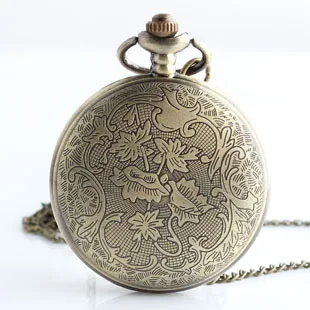 Винтажные большие карманные часы из бронзы и розового кварца с