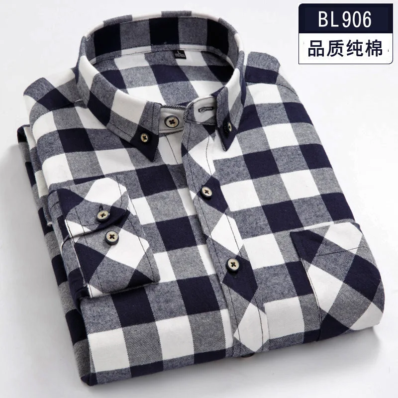 Oversize 8XL 7XL Flannel Men's Plaid Shirts Long Sleeve Casual Regular Fit Pure Cotton High Quality Soft Comfort Shirt Clothing