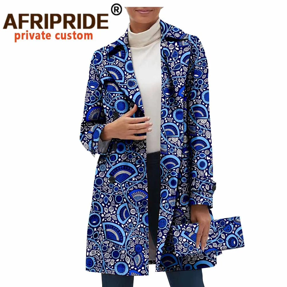 African Ankara Print Long Blazer for Women Afripride Full Sleeves Single Button Jacket+Matching Handbag A2024006