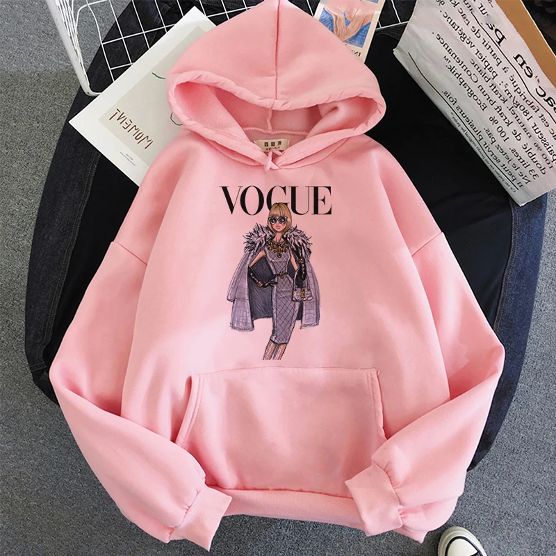 

Streetwear Hoodie Fashion VOGUE Princess Hoodies Women Harajuku Sweatshirt Female Pullovers Anime Long Sleeve Goth Pink Tops2021