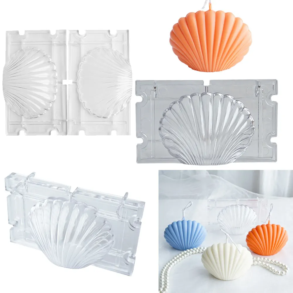 DIY Candle Mould Plastic 3D Sea Shell Shape Aromatherapy Mold Handmade Plaster Clay Soap Scallop Making Home Decor | Дом и сад