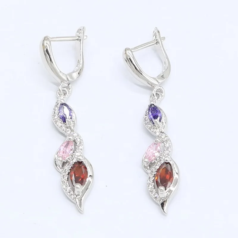 Разноцветный циркониевый серебро 925 набор украшений для женщин с браслет серьги