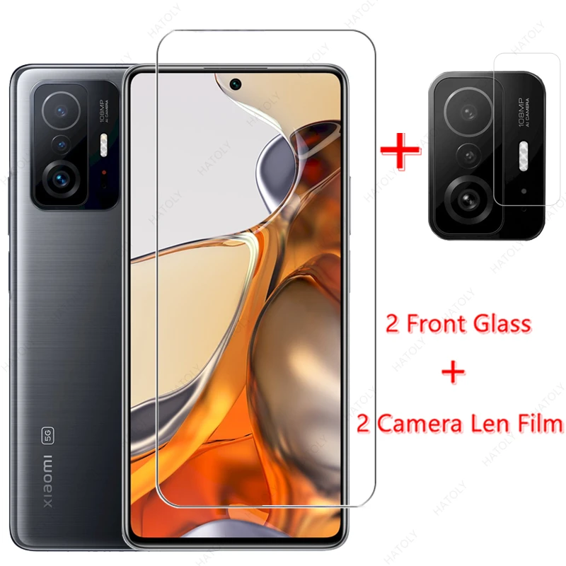 Protector de pantalla de cristal templado para Xiaomi 11T Pro, pel&iacute;cula de lente de c&aacute;mara frontal para Xiaomi Mi 11T 11X 10T Pro 11 Lite-0