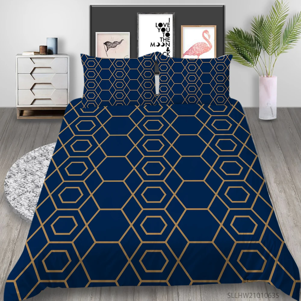 

3D Geometric Figure Printing Queen King Size Bed Sheets Set Adult Child Woman Man Quilt Cover 2/3pcs Bedspreads