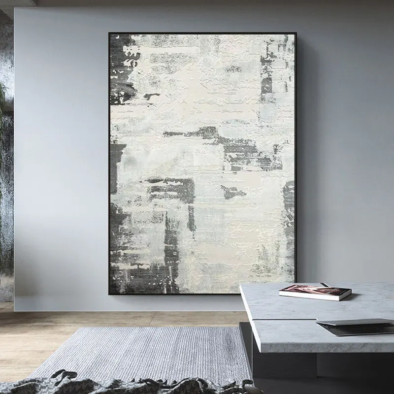 

Ручная роспись абстрактная картина маслом крыльцо декоративная картина для ресторана Современная серая текстура простая Европейская квадратная абстракция