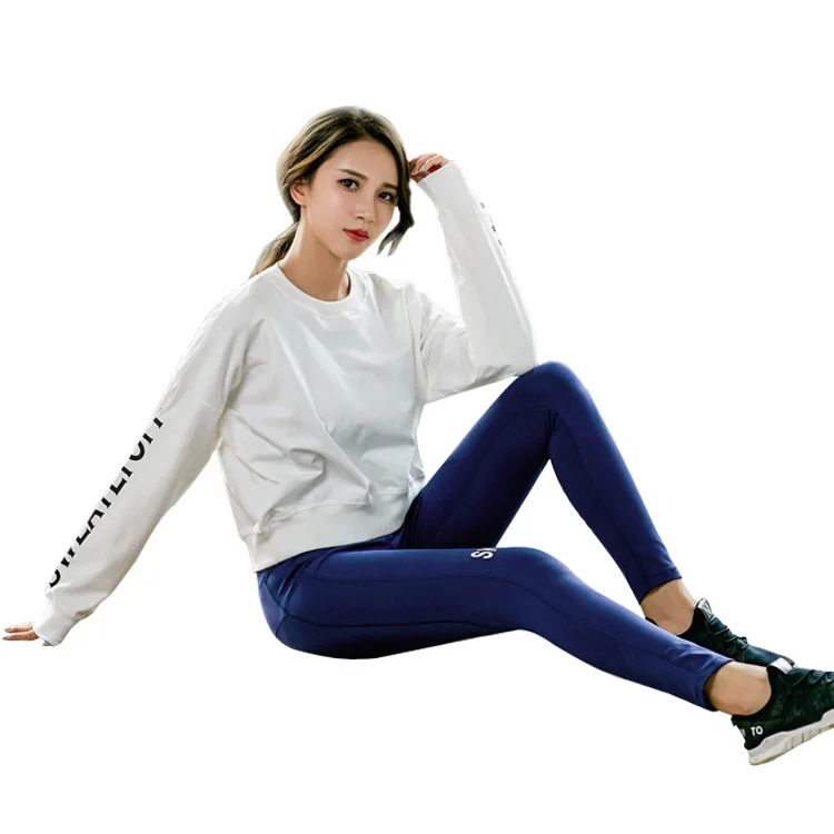 Женский комплект для йоги свитшот с быстросохнущим длинным рукавом и штаны