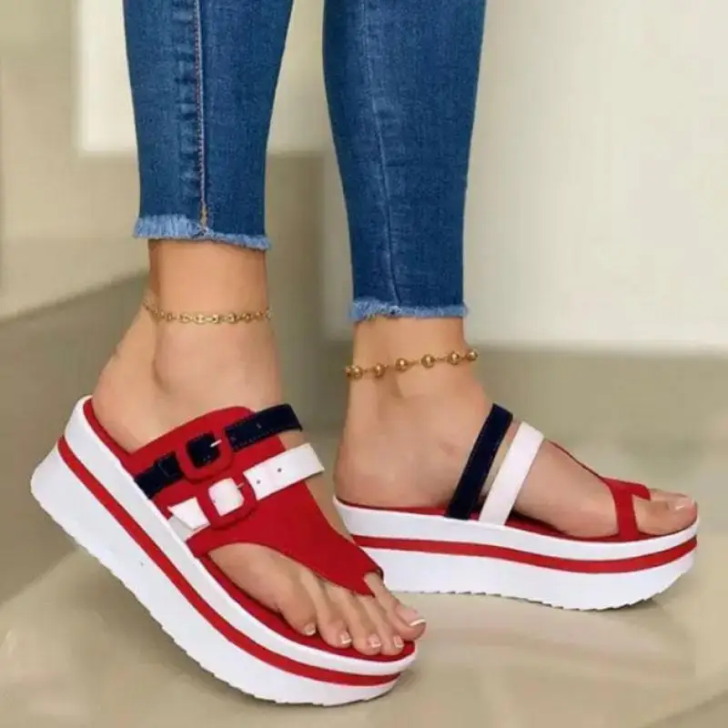 

2021 Summer Fashion Women's Wedges Sandals Beach Casual Female Platform Peep Toe Shoes Slingback Lady Mixed Colors Sandals
