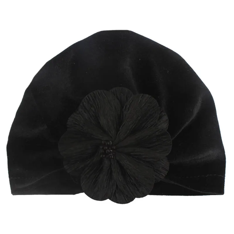 style1 black Новая бархатная детская шапочка колпачок, мягкая однотонная шляпка для девочки, тюрбан, милая детская шапка, широкий берет-Боб, реквизит для фотосъемки новорожденных - Цвет: style1 black