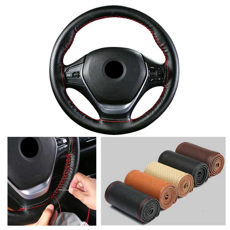 38 см крышка рулевого колеса автомобиля из натуральной кожи универсальные чехлы