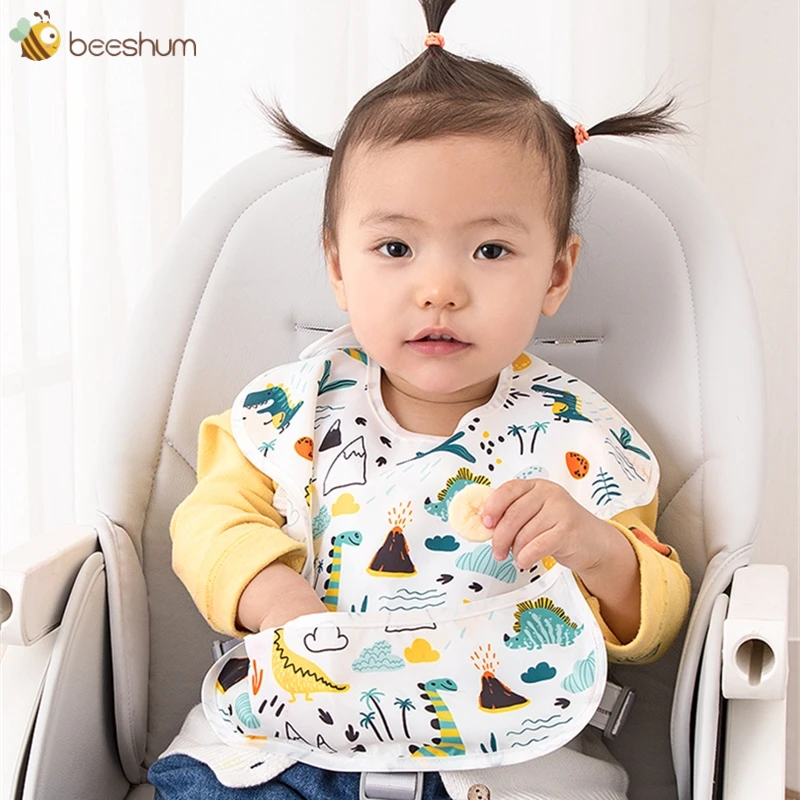 

Beeshum Waterproof Baby Bibs NANO Coating Super Soft Breathable Fabric Feeding Bib Washable Unisex Bibs Food Catcher Boys Girls