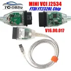 MINI VCI V16.00.017 новейшая версия чипа FTDI FT232RL, высокопроизводительный OBD SAEJ2534 для ToyotaLexus MINI-VCI TIS Techstream