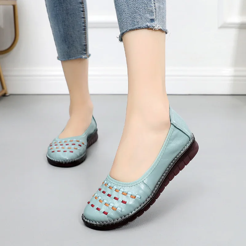 Женские балетки из натуральной кожи MUYANG повседневные лоферы на плоской подошве