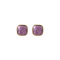 925 silver needle elegant vintage wedding fashion square crack purple gemstone ear stud earrings jewelry for women gift 2020